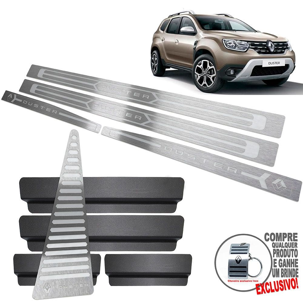 Descanso + Soleira Renault Duster 2021 Prata Baixo Relevo