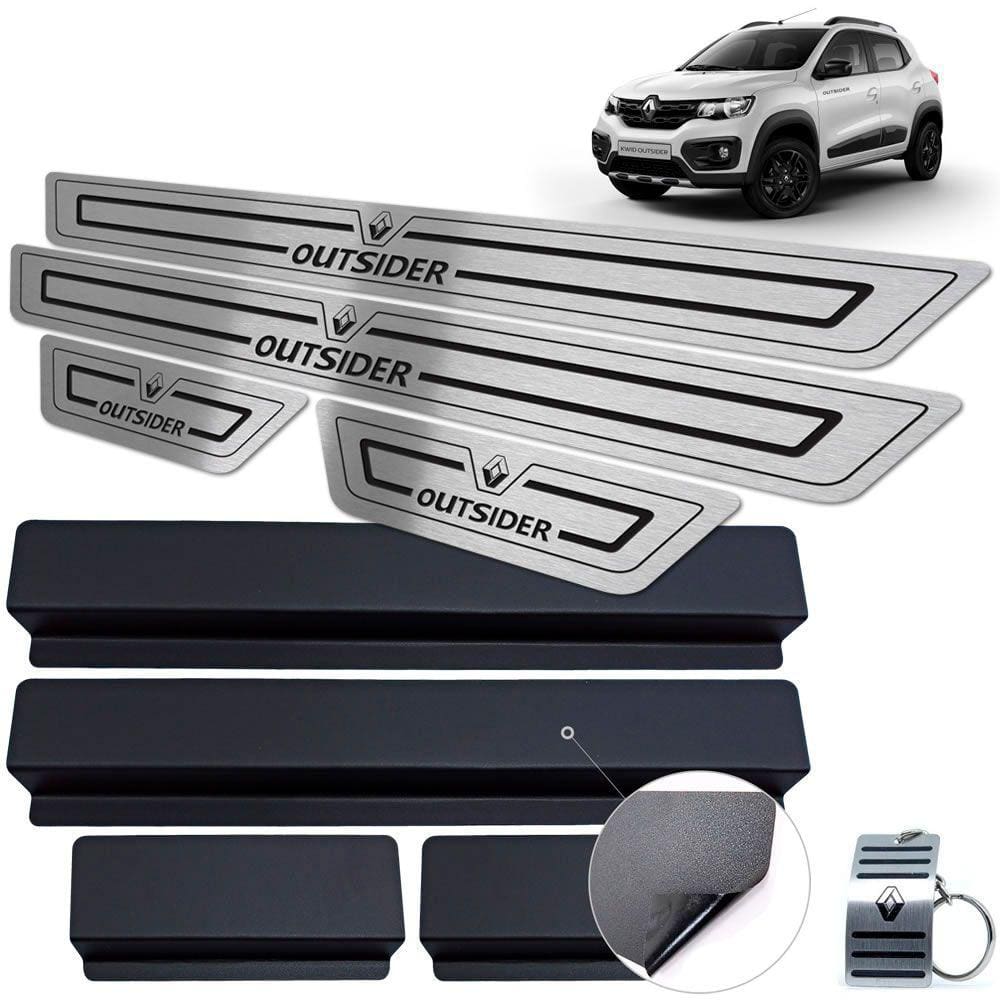 Soleira Renault Kwid Outsider + Vinil Preto Baixo Relevo