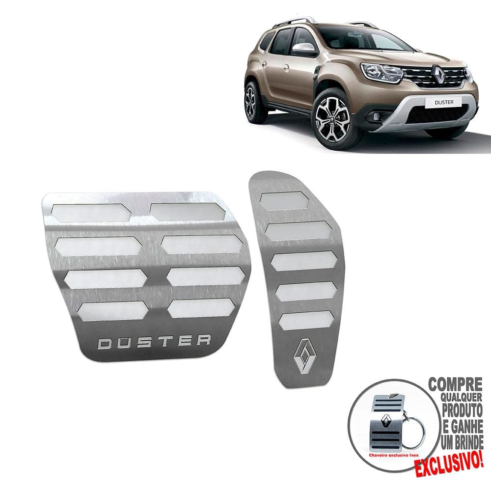 Pedaleira Automático Aço Inox Renault Duster 2021 Prata