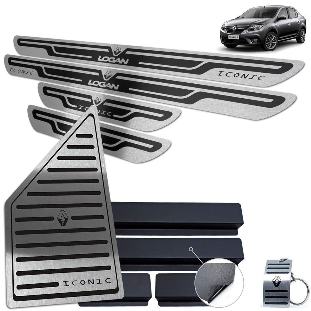 Descanso + Soleira Renault Logan Iconic Preto Alto Relevo
