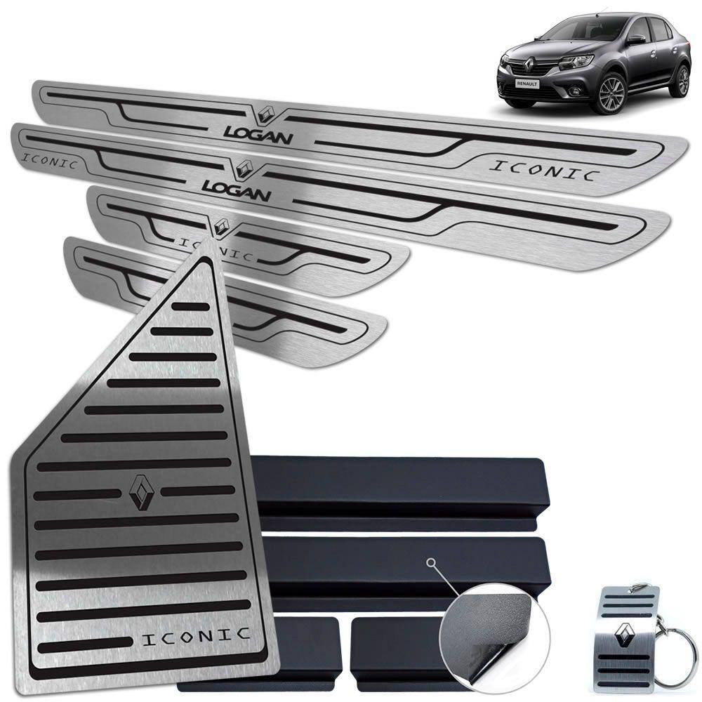 Descanso + Soleira Renault Logan Iconic Preto Baixo Relevo