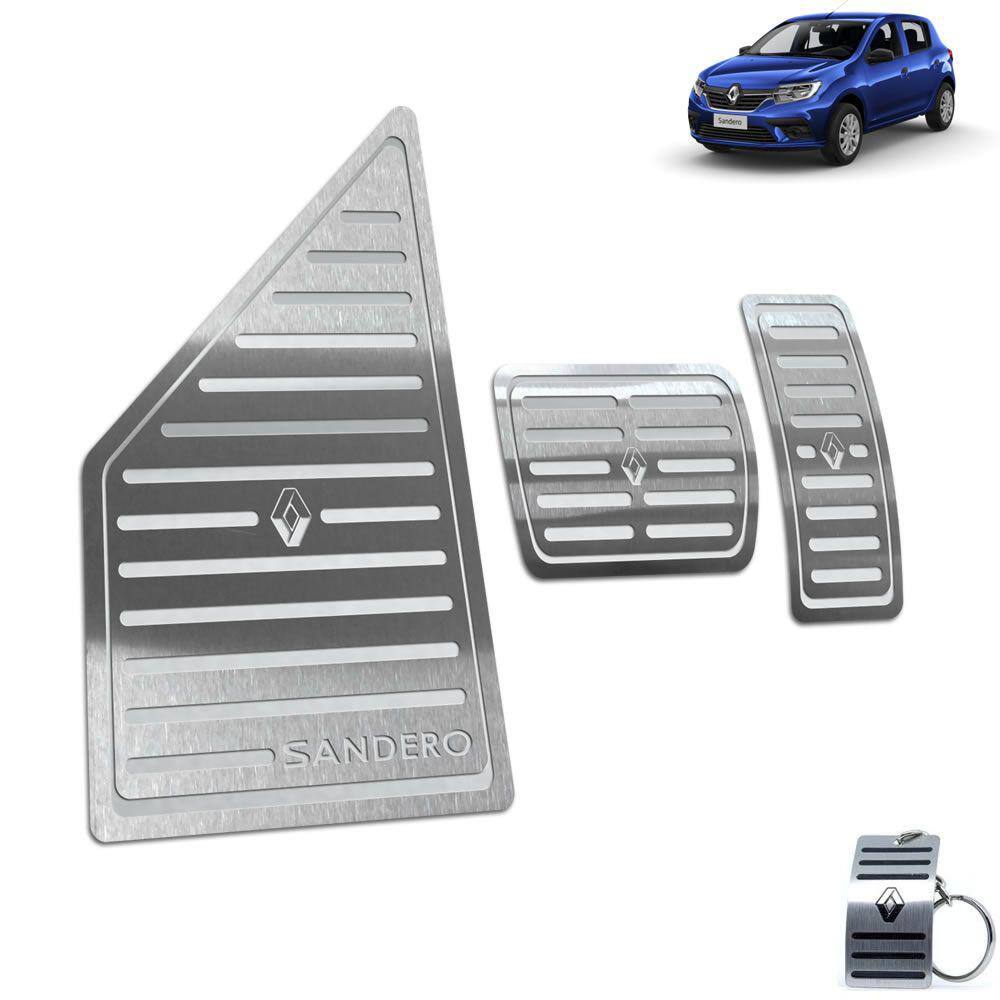 Descanso + Pedaleira Automático Aço Inox Sandero 2020 Prata