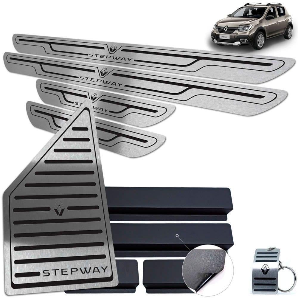 Descanso Soleira Sandero Stepway 2020 21 Preto Baixo Relevo