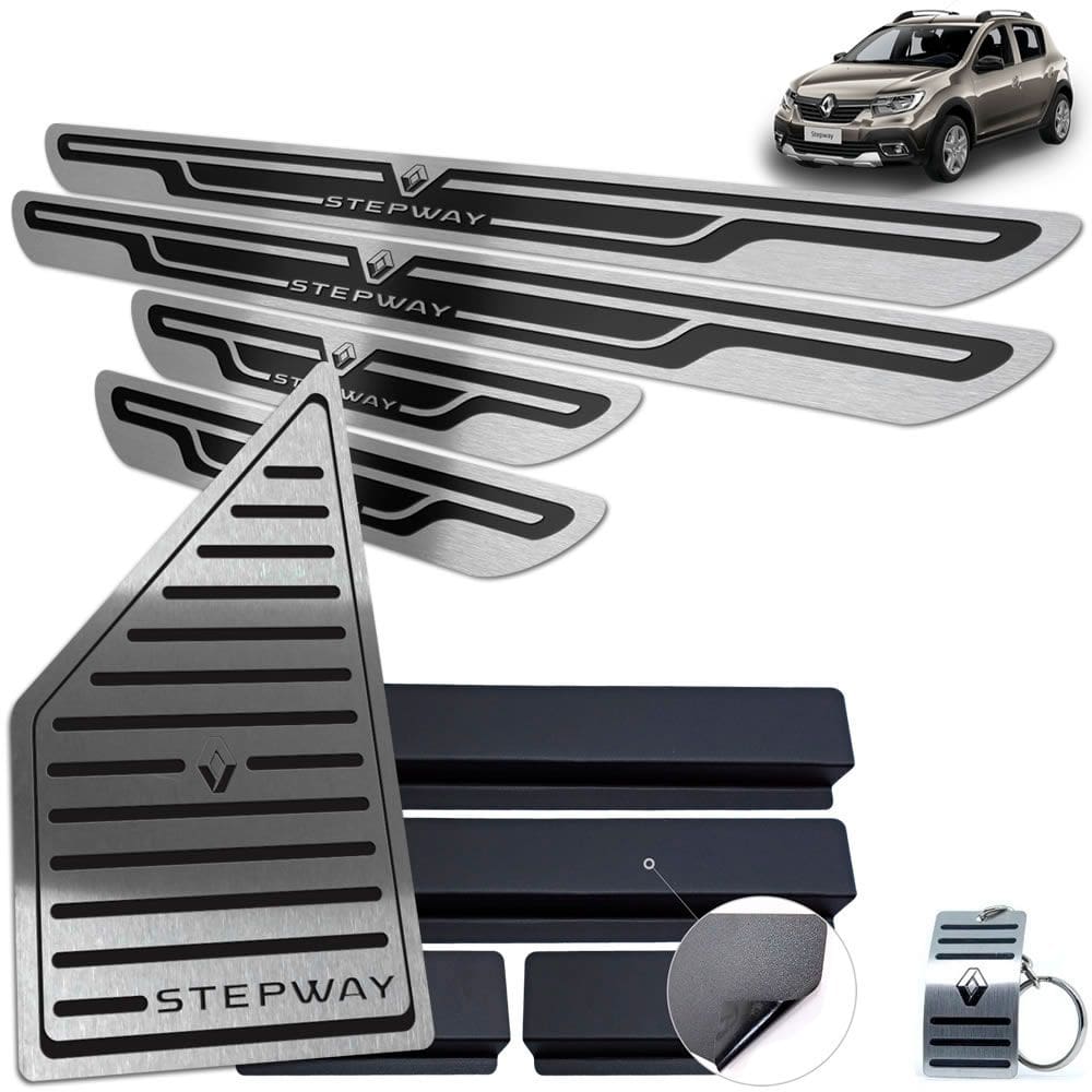 Descanso Soleira Sandero Stepway 2020 2021 Preto Alto Relevo