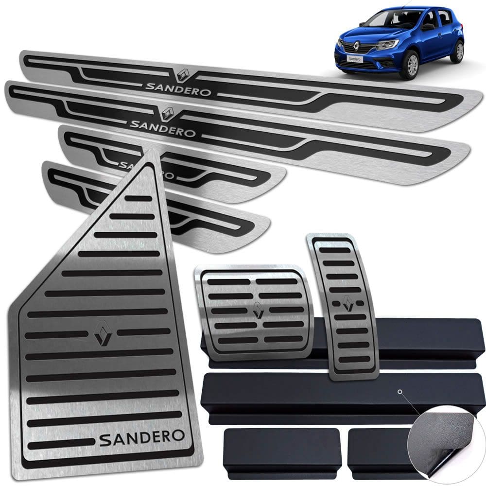 Descanso +  Pedaleira Automático Soleira Sandero 2020 Preto