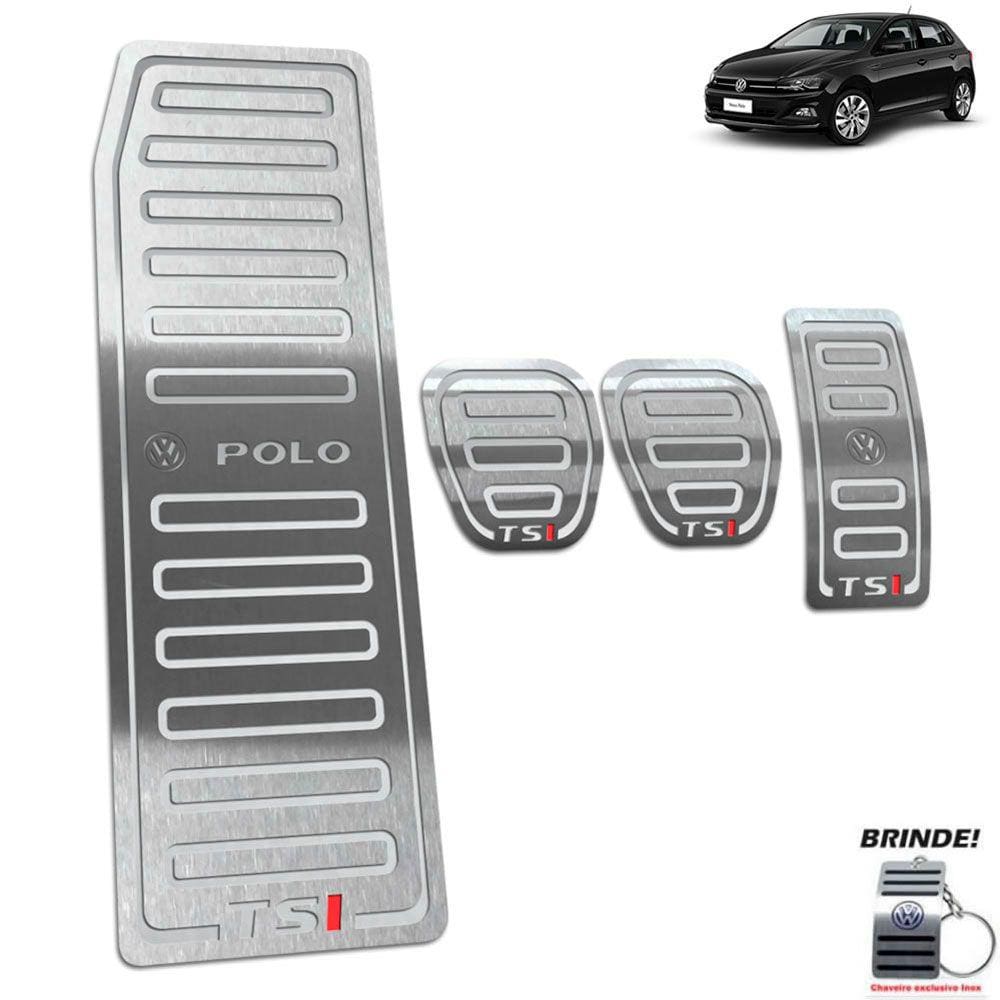 Pedaleiras + Descanso Polo Tsi 2018 2019 2020 Prata Manual