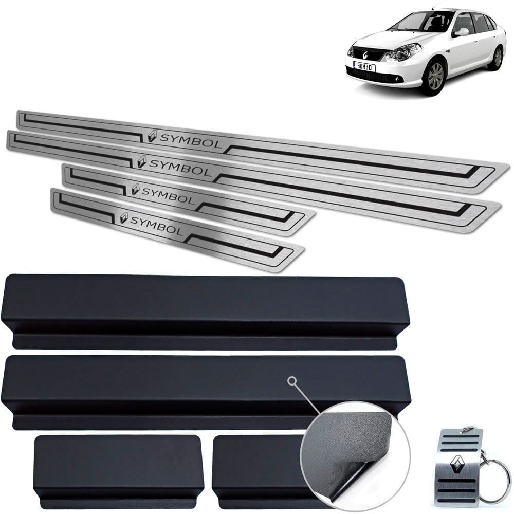 Soleira Inox Renault Symbol 2009 a 2013 Preto Baixo Relevo