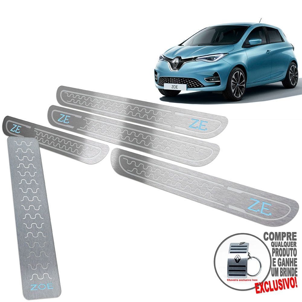 Descanso De Pé + Soleira Renault Zoe Prata Baixo Relevo