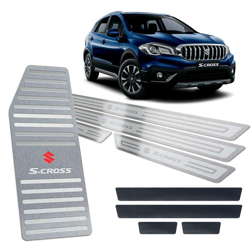 Descanso Soleira Vinil Suzuki S-cross 2017/2019 Prata Relevo