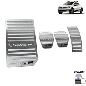 Descanso de Pé + Pedaleira Em Aço Inox Saveiro R-Line Prata