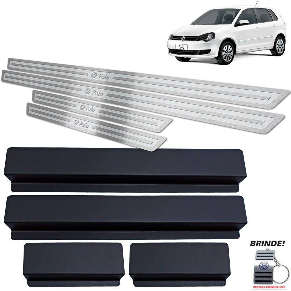 Soleiras Volkswagen Polo 2003 a 2015 Prata Alto Relevo