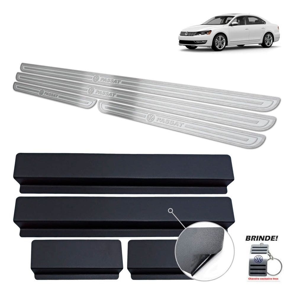 Soleiras Aço Inox Prata Alto Relevo Passat 2011 a 2015