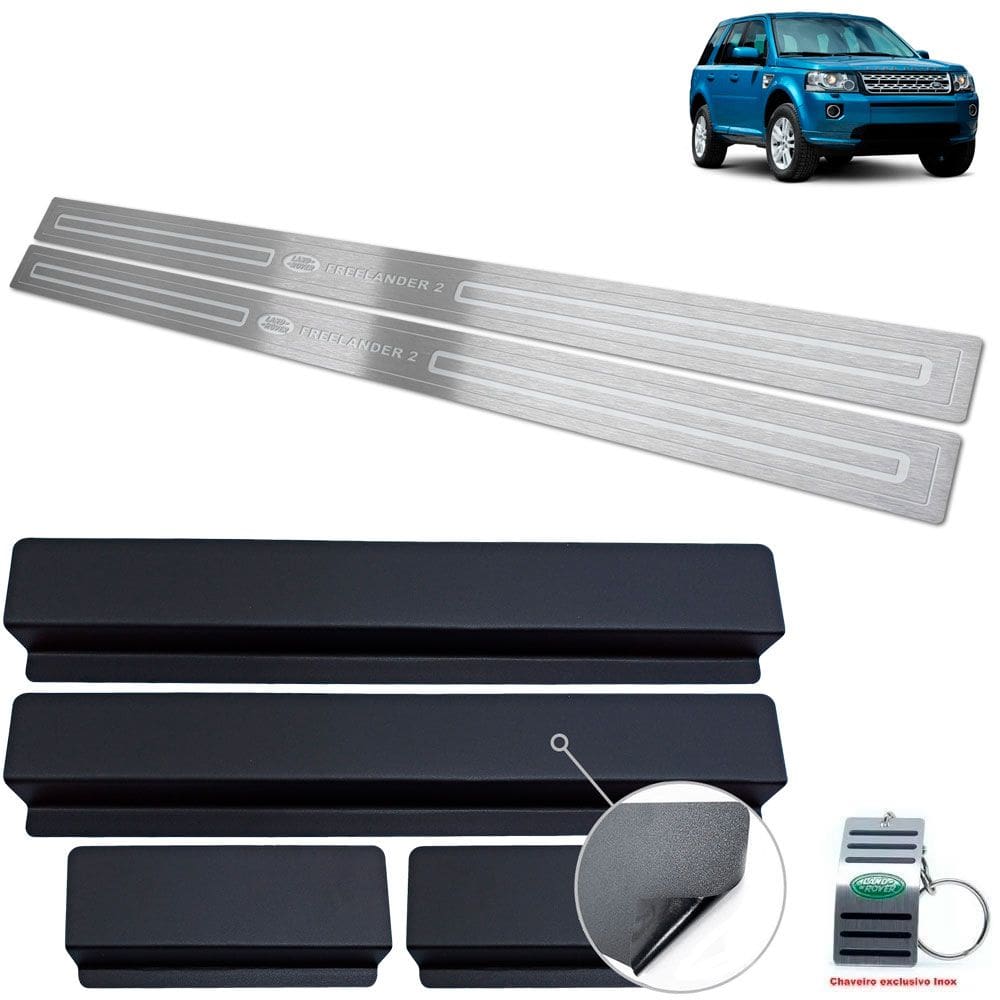 Soleira Aço Inox Land Rover Freelander 2 Prata Baixo Relevo