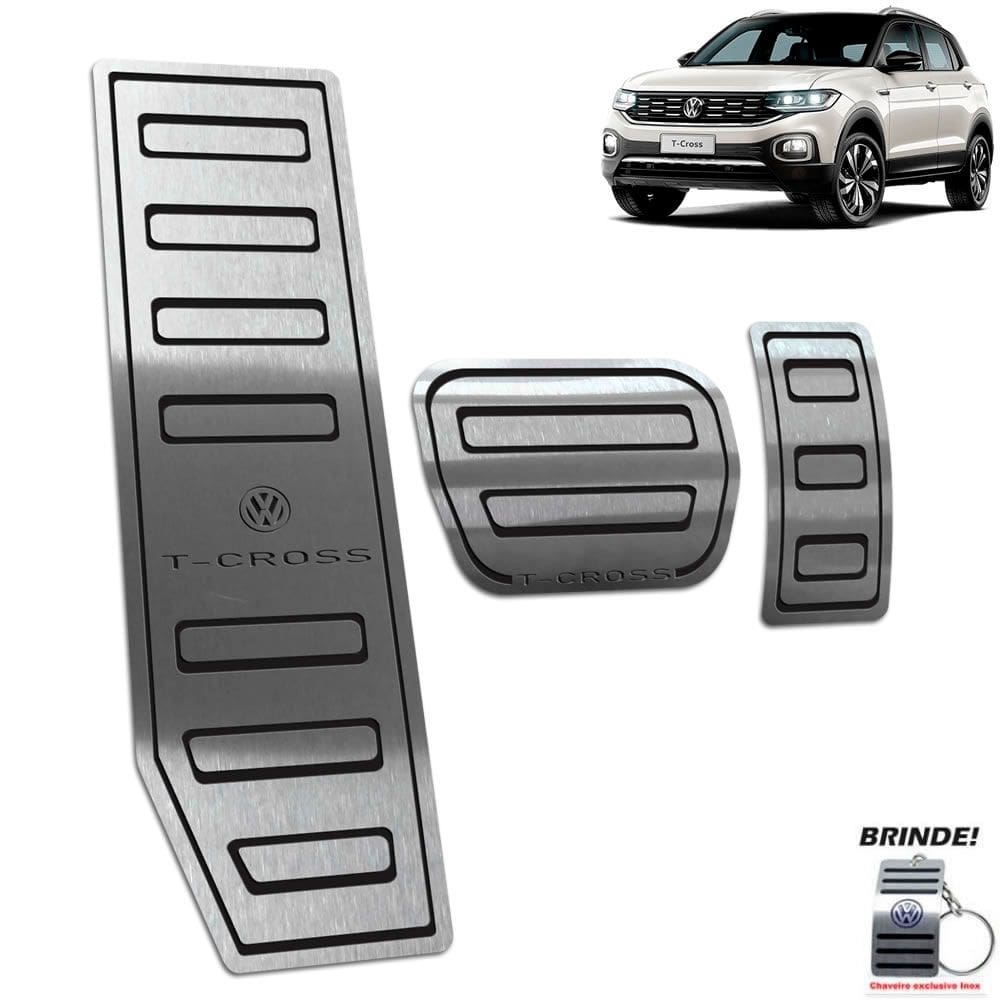 Descanso + Pedaleiras Volkswagen T-Cross Gravação em Preto