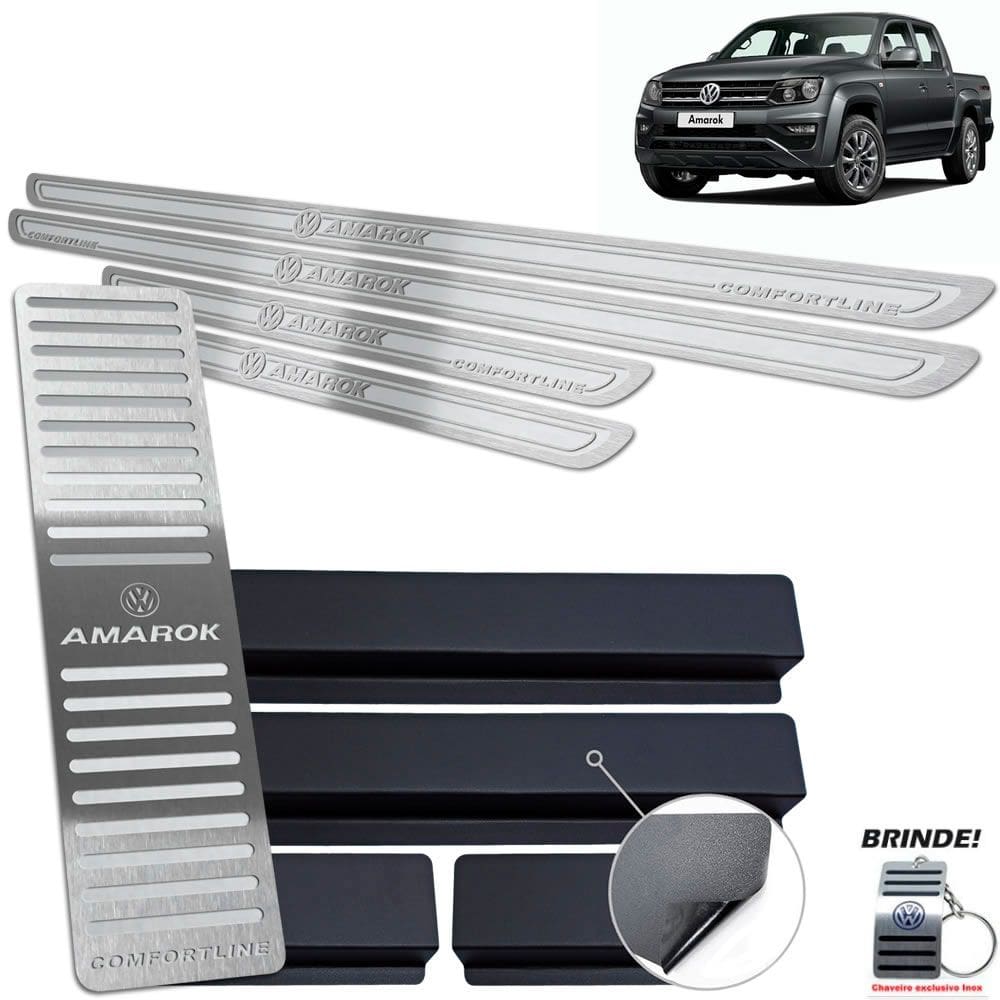 Descanso + Soleira Amarok Comfortline Prata Alto Relevo