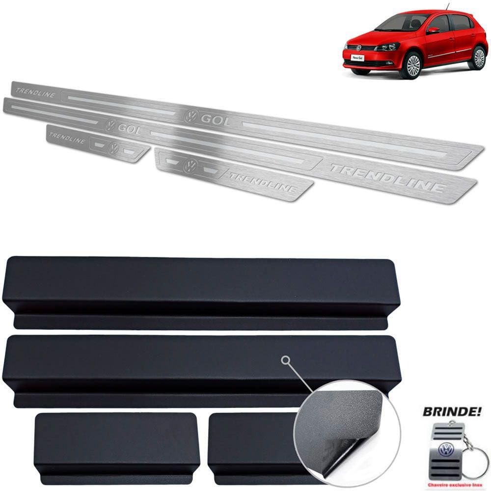 Soleira Volkswagen Gol Trendline G6 G7 Prata Baixo Relevo