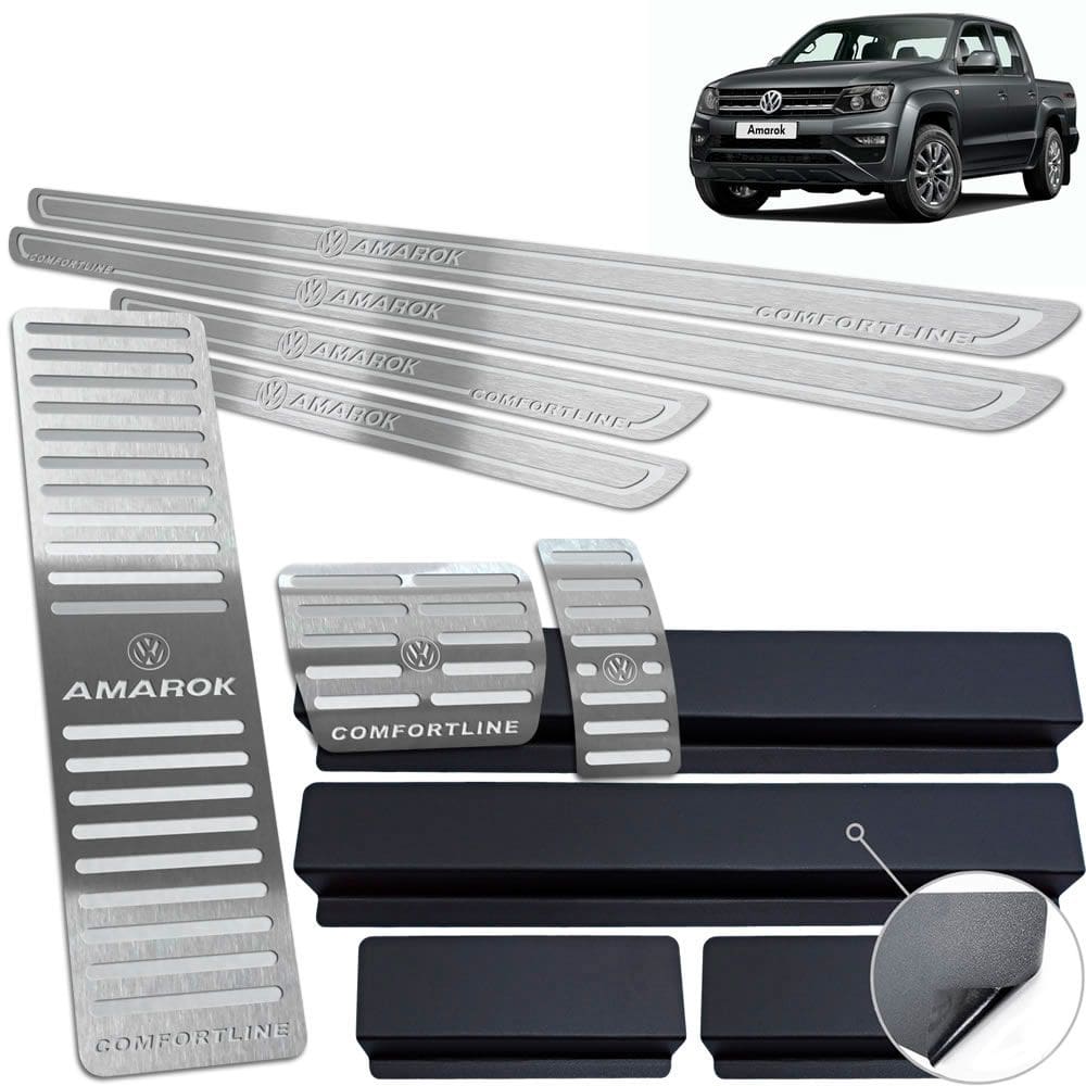 Pedaleira + Soleira + Descanso Prata Amarok Comfortline