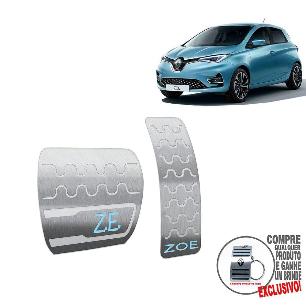 Pedaleira Automático Aço Inox Renault Zoe Prata