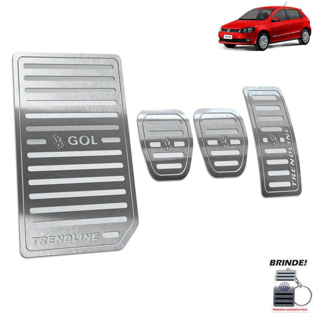 Descanso + Pedaleira Volkswagen Gol Trendline G6 G7 Prata