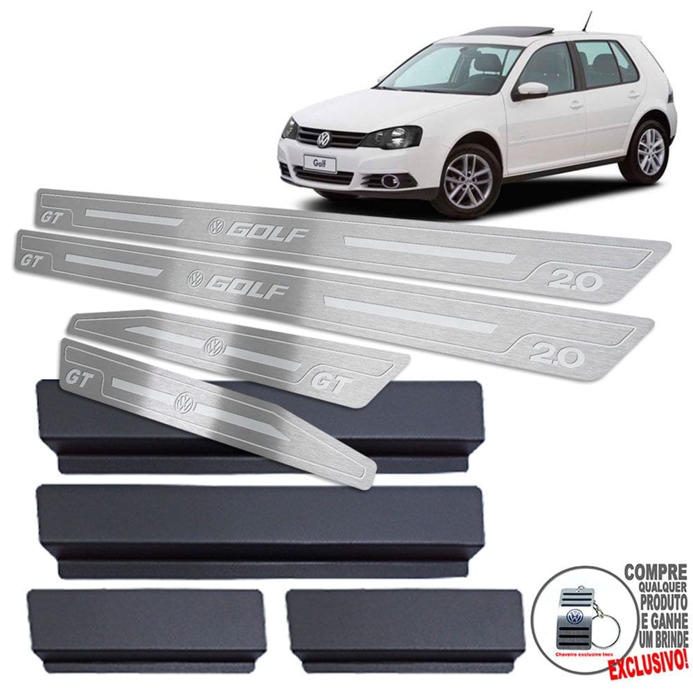 Soleira Volkswagen Golf Gt 2007 A 2013 Prata Baixo Relevo