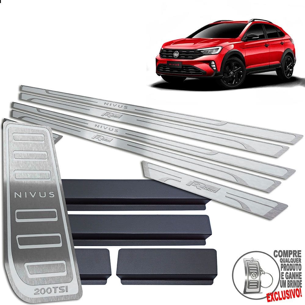 Descanso + Soleira Volkswagen Nivus R-Line Prata Alto Relevo