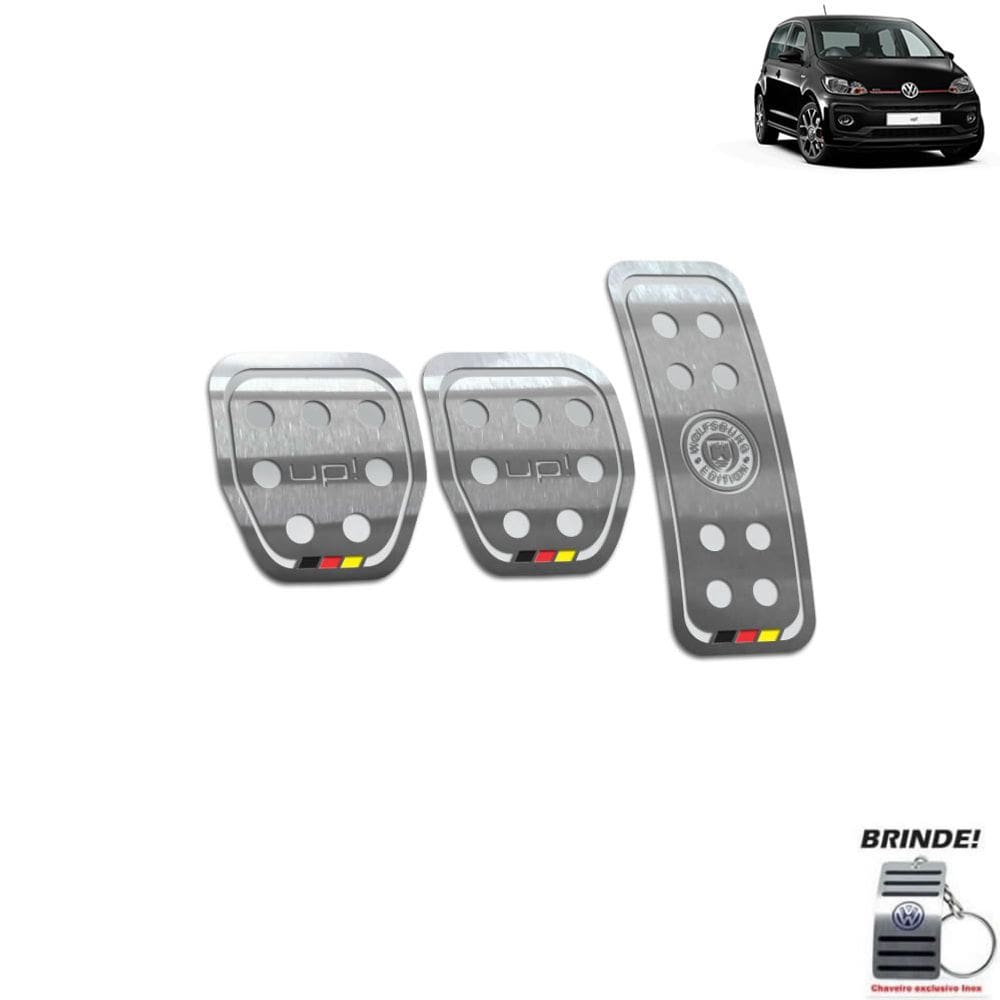 Pedaleira Manual Gravação Prata Volkswagen Up Wolfsburg Ed