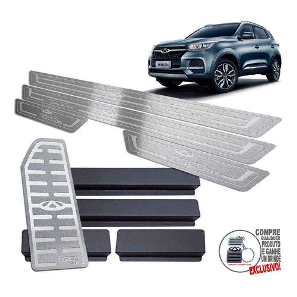Descanso Soleira Chery Tiggo 5X 2021 2022 Prata Baixo Relevo