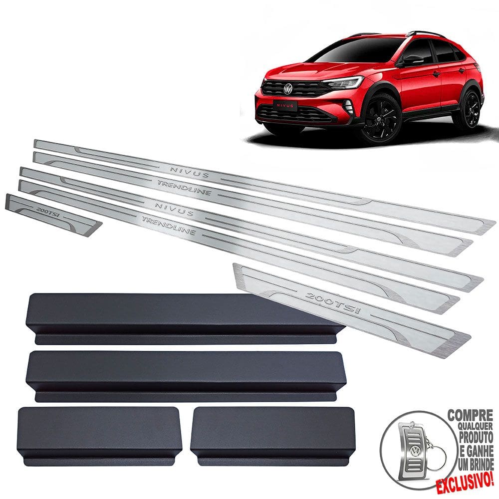 Soleira Volkswagen Nivus Trendline Prata Alto Relevo