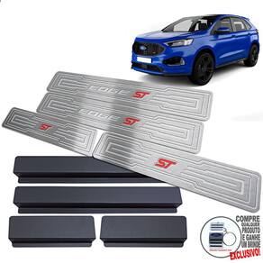 Soleira Em Aço Inox Ford Edge ST Prata Baixo Relevo