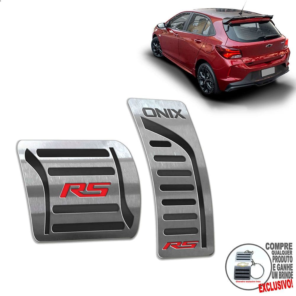 Pedaleira Automático Aço Inox Chevrolet Onix RS Preto