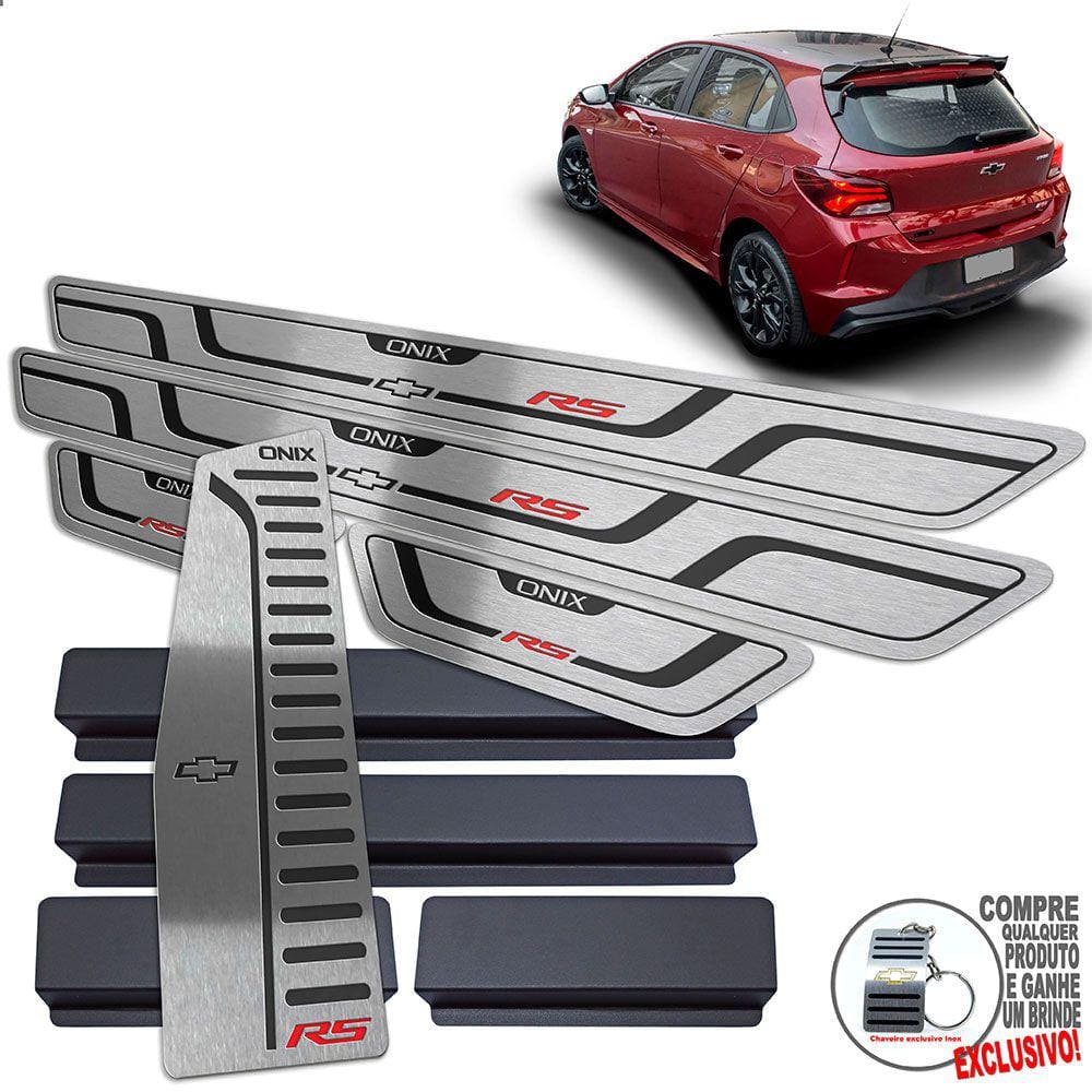 Descanso + Soleira Chevrolet Onix RS Preto Baixo Relevo