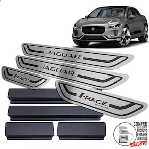 Soleira Inox Jaguar I-Pace 2019 A 2021 Preto Baixo Relevo