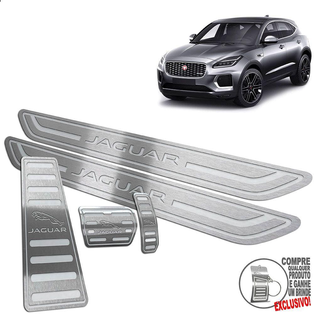 Pedaleira Soleira Descanso Prata Jaguar E-Pace 2018 A 2020