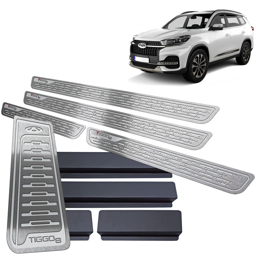 Descanso Soleira Chery Tiggo 8 2021 2022 Prata Baixo Relevo