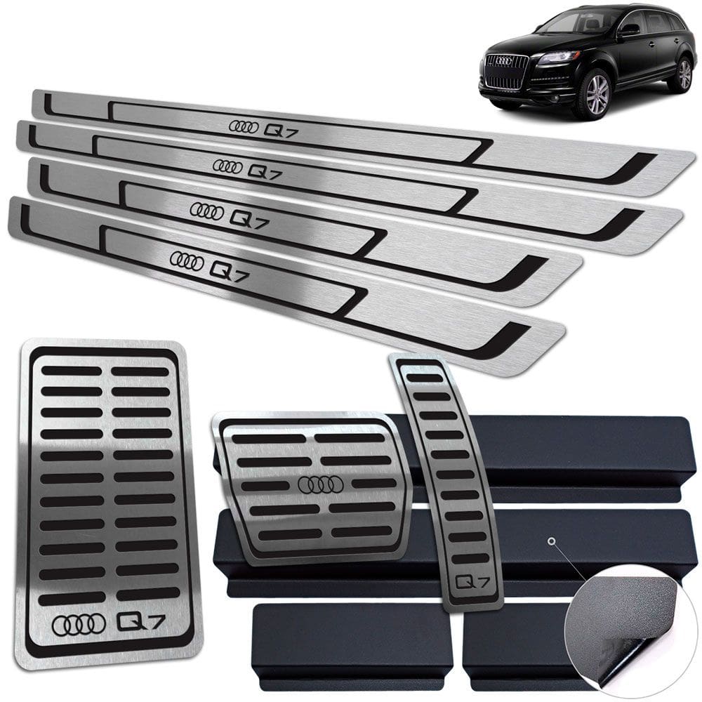 Pedaleira + Soleira + Descanso Preto Audi Q7 2016 A 2019