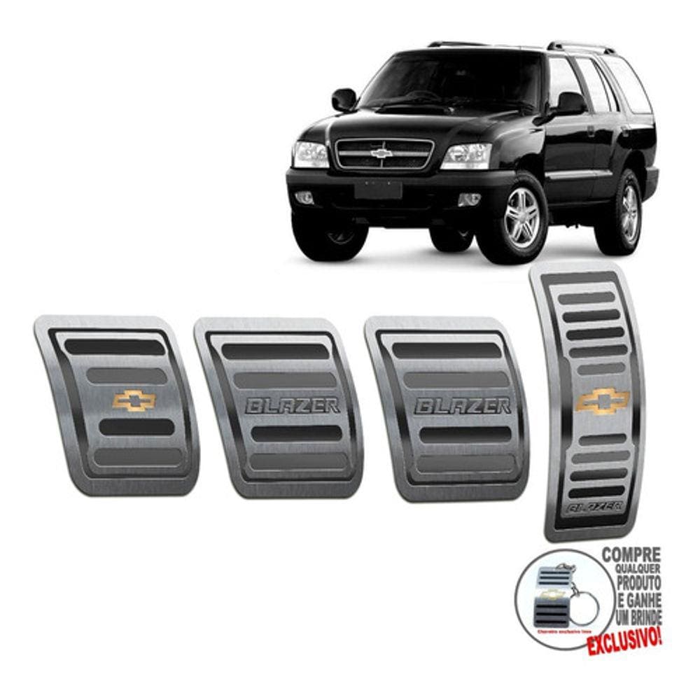 Pedaleira Aço Inox Chevrolet Blazer 1995 A 2000 Preto