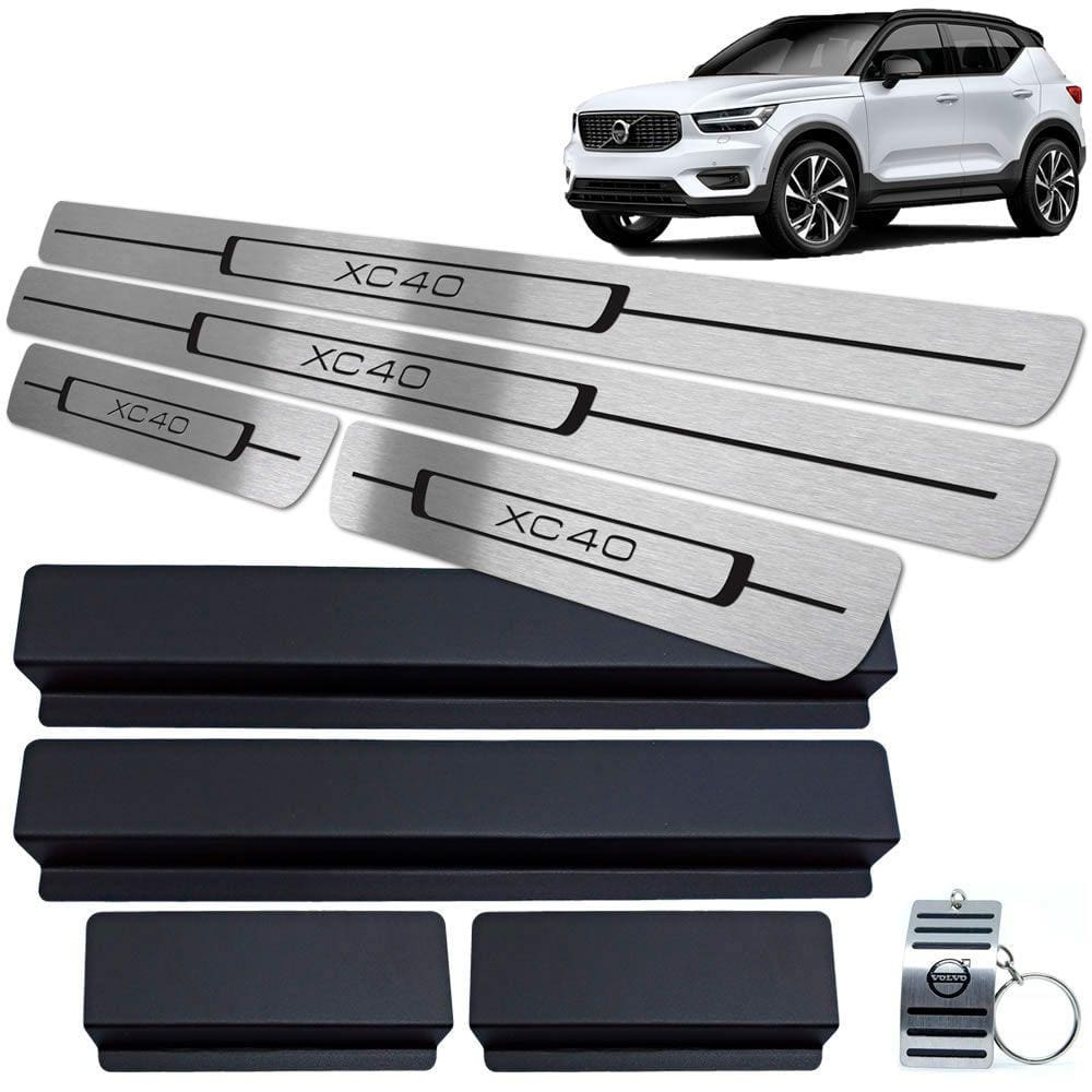 Soleiras de Portas Volvo XC40 2018 A 2020 Aço Inox Preto