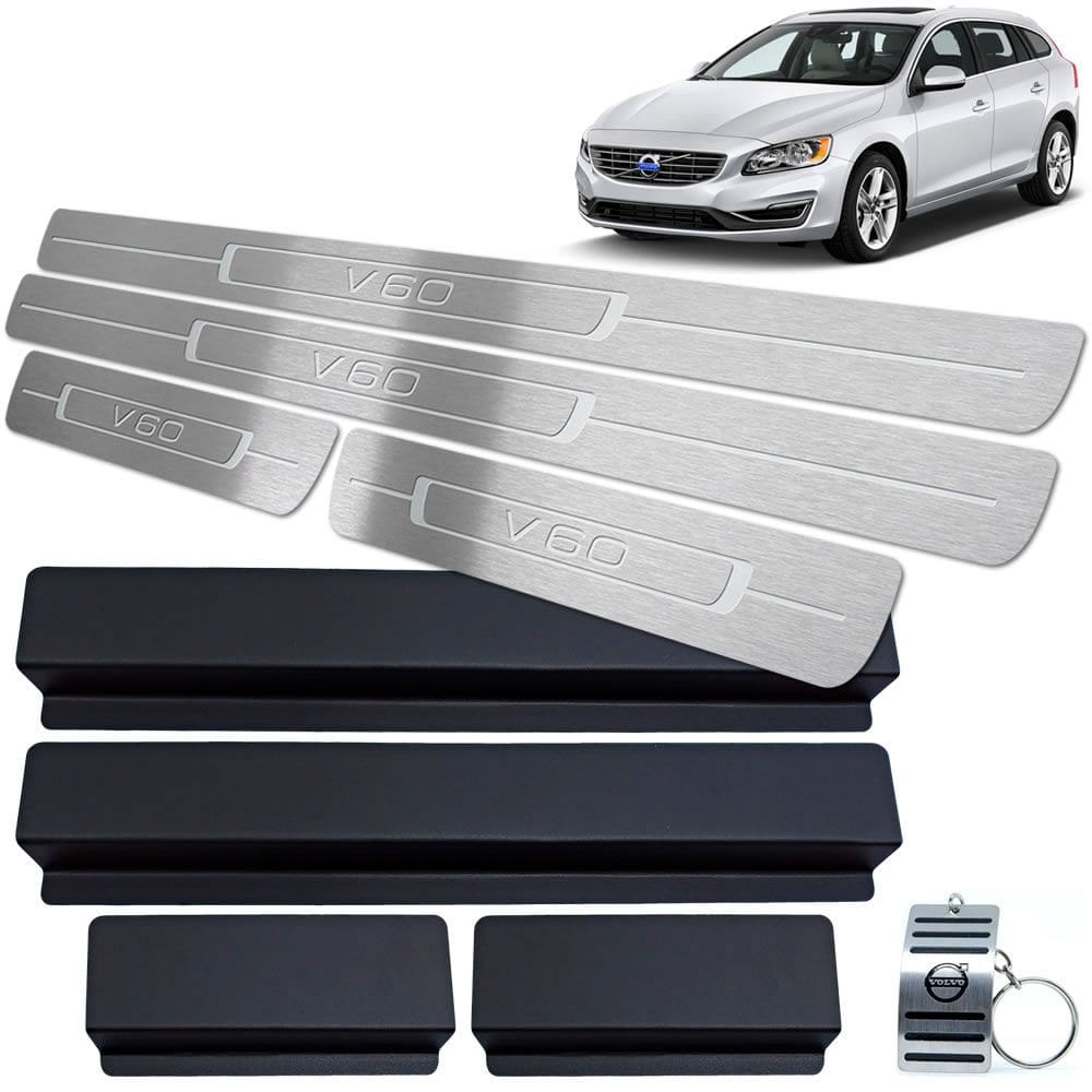 Soleira de Porta Volvo V60 2012 A 2018 Em Aço Inox Prata