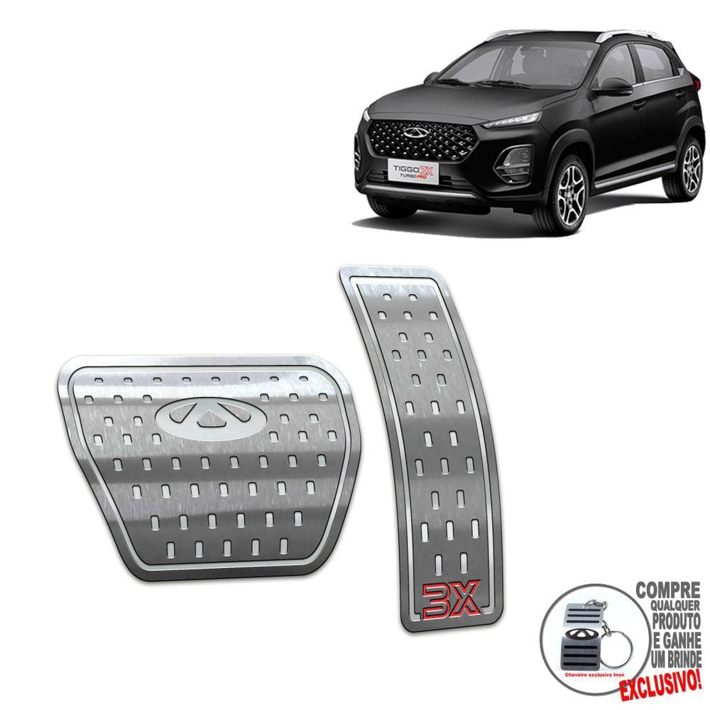 Pedaleira Automático Aço Inox Chery Tiggo 3X Prata
