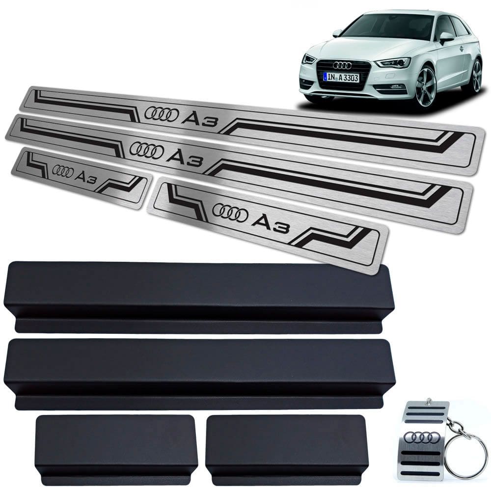 Soleiras De Porta Em Aço Inox Audi A3 2014 a 2020 Preto