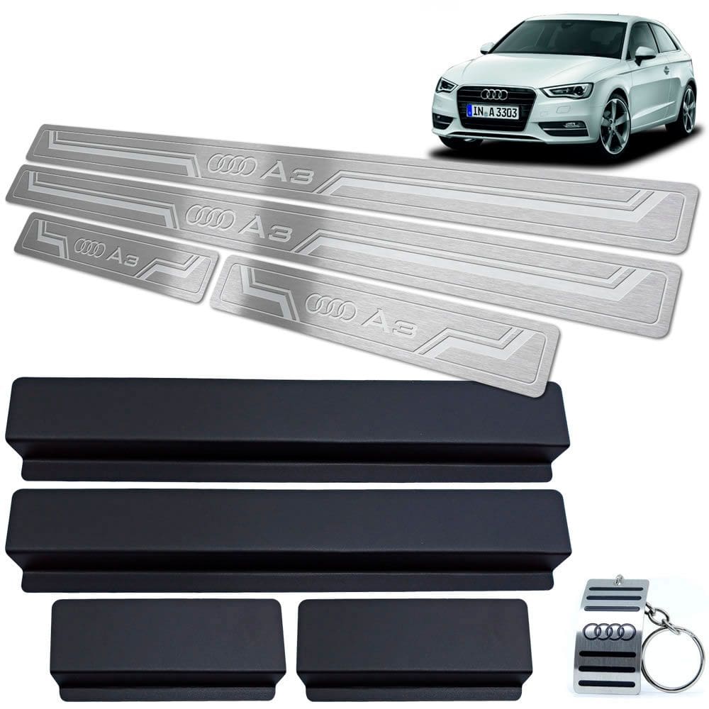 Soleiras De Porta Em Aço Inox Audi A3 2014 a 2020 Prata