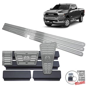 Pedaleira E Soleira Dodge Ram 2500 2021 Prata Alto Relevo