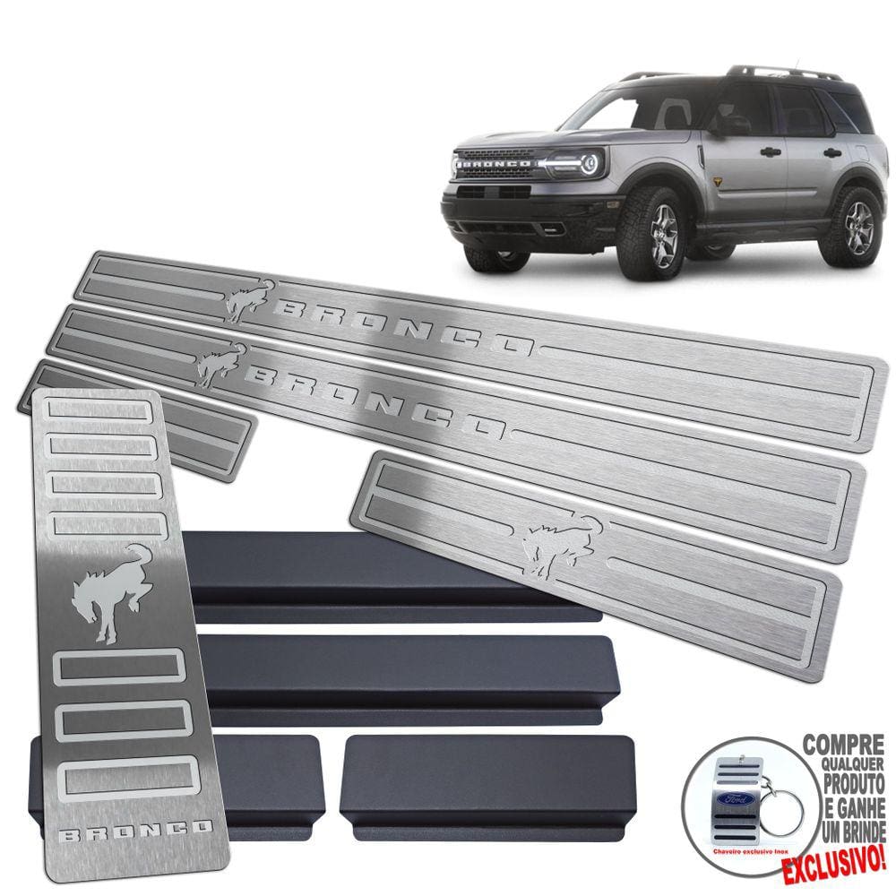 Descanso + Soleira Ford Bronco Sport Prata Baixo Relevo