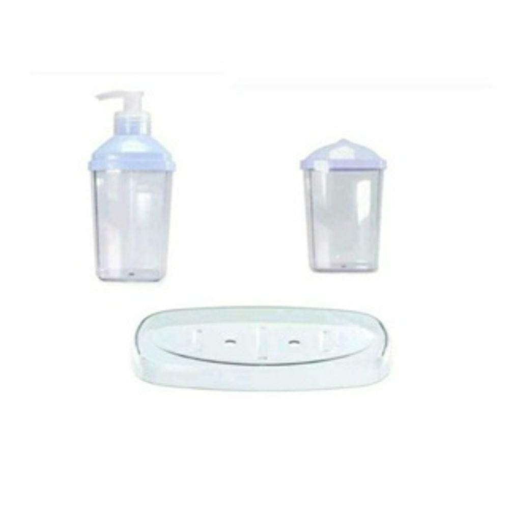 Kit Porta Algodão, Porta Sabonete Líquido e Saboneteira 3 Peças