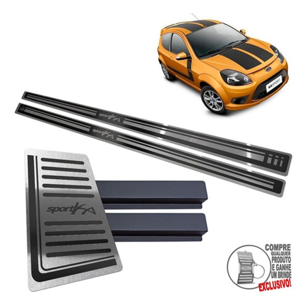 Descanso + Soleira Ford Ka Sport 2012 2013 Preto Alto Relevo