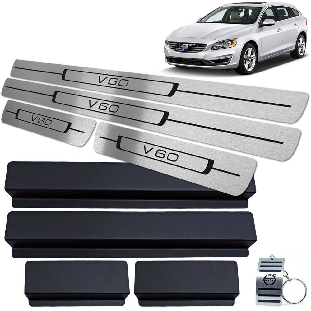 Soleira de Porta Volvo V60 2012 A 2018 Em Aço Inox Preto
