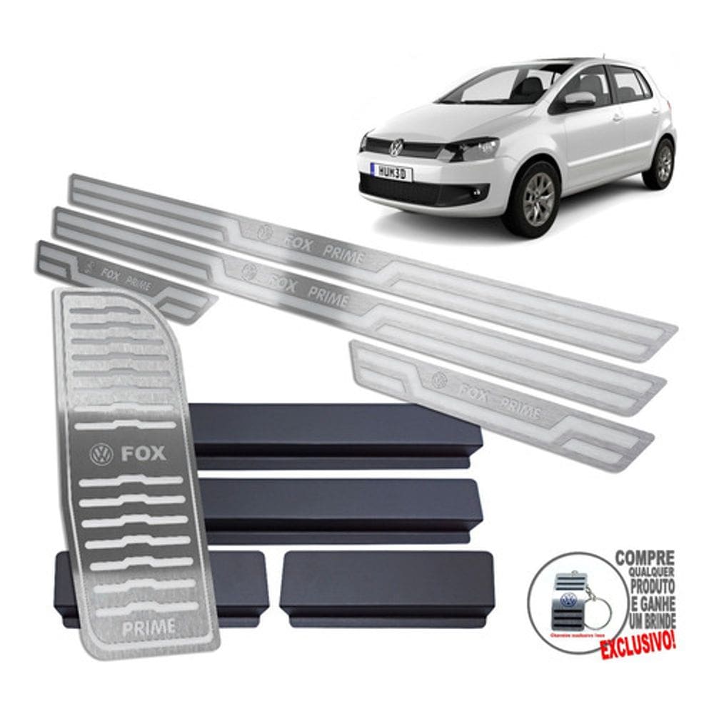 Descanso + Soleira Fox Prime 2010 A 2014 Prata Alto Relevo