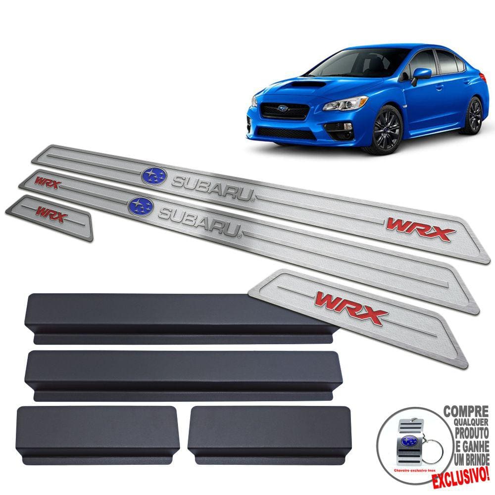 Soleira Subaru Impreza Wrx 2014 A 2018 Prata Alto Relevo