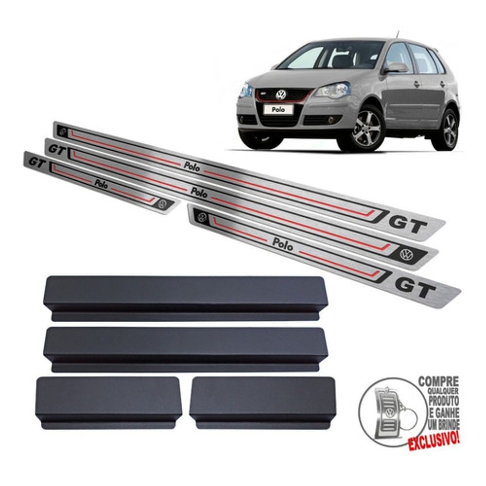 Soleira Volkswagen Polo GT 2009 2010 Preto Baixo Relevo