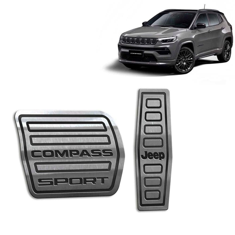 Pedaleira Automático Aço Inox Jeep Compass Sport 2022 Preto